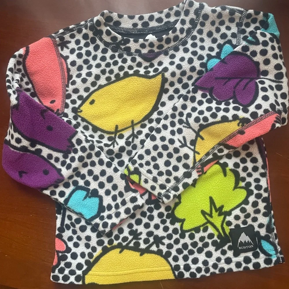 Burton 3T Black Polka Floral Fleece Set with Yellow, Purple, Teal & Lime Accents - Picture 2 of 5